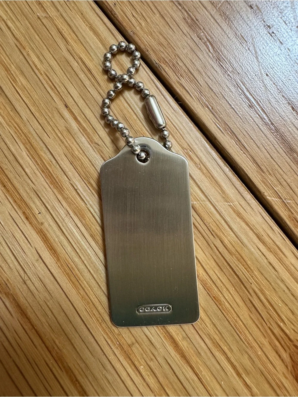 Vintage Coach Silvery Nickel Metal Hang Tag Fob Bag Charm Keychain